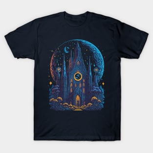 Gothic Church at Night Time T-Shirt